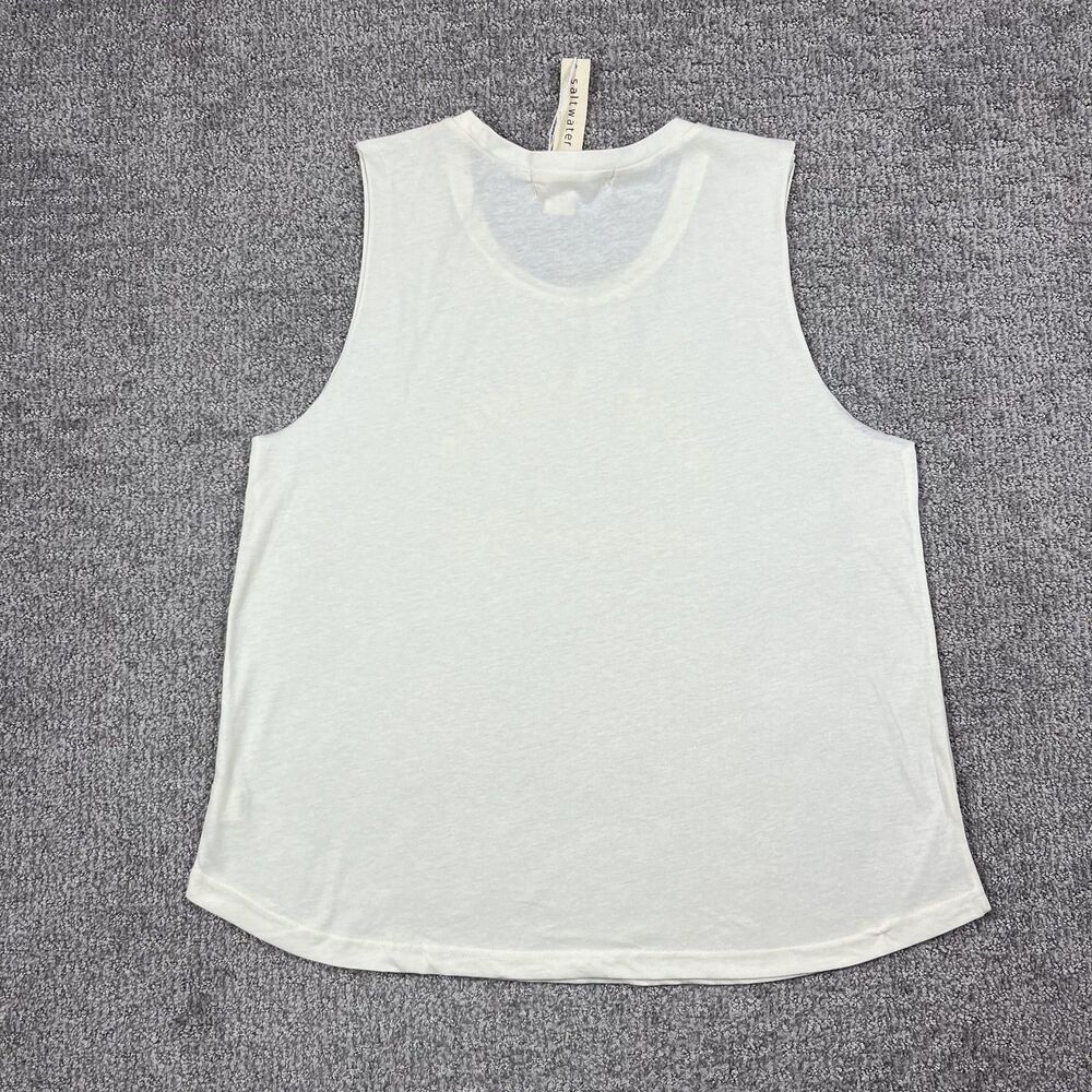 Saltwater Luxe Shirt Womens Large White Good As Gold Tank Top Graphic Beach - Picture 2 of 7